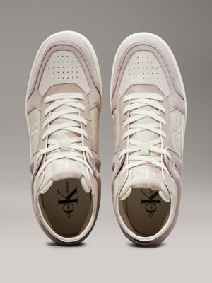 eggshell/goat leather high-top trainers for women calvin klein jeans