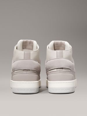 sneaker a collo alto in pelle eggshell/goat da donne calvin klein jeans