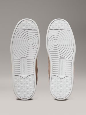 sneaker a collo alto in pelle eggshell/goat da donne calvin klein jeans