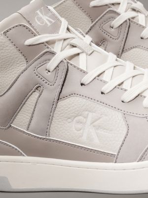 sneaker a collo alto in pelle eggshell/goat da donne calvin klein jeans