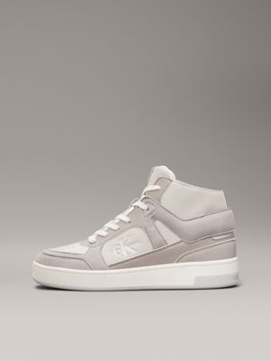 sneaker a collo alto in pelle eggshell/goat da donne calvin klein jeans