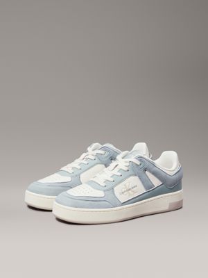 creamy white/jadeite leather trainers for women calvin klein jeans