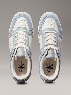 creamy white/jadeite leather trainers for women calvin klein jeans