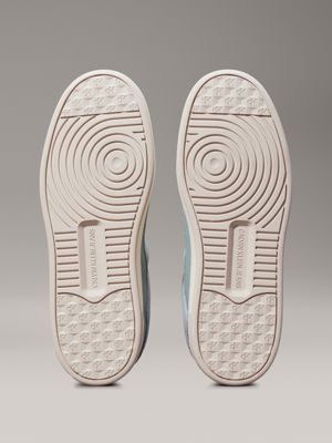 creamy white/jadeite leather trainers for women calvin klein jeans