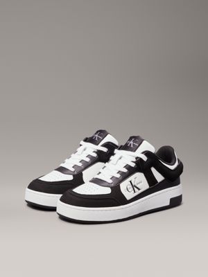 black/bright white leather trainers for women calvin klein jeans