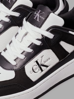 black/bright white leather trainers for women calvin klein jeans