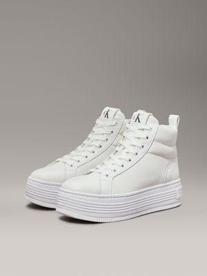 triple bright white high-top platform trainers for women calvin klein jeans