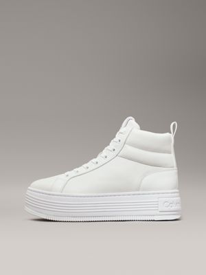 triple bright white high-top platform trainers for women calvin klein jeans