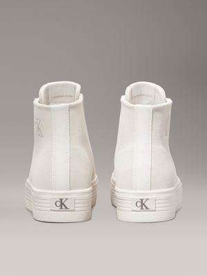 creamy white/bright white suede platform high-top trainers for women calvin klein jeans