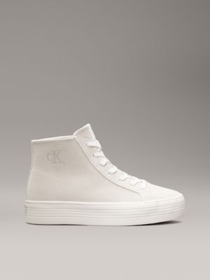 beige suede platform high-top trainers for women calvin klein jeans