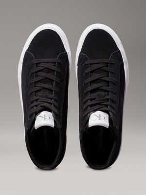 black/bright white suede platform high-top trainers for women calvin klein jeans