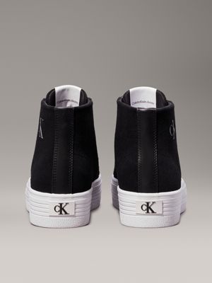 black/bright white suede platform high-top trainers for women calvin klein jeans