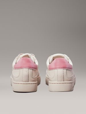 eggshell/dusty rose leather trainers for women calvin klein jeans