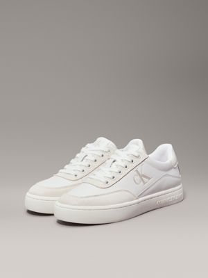 bright white/creamy white leather trainers for women calvin klein jeans