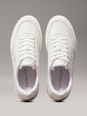 bright white/creamy white leather trainers for women calvin klein jeans