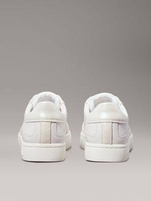 bright white/creamy white leather trainers for women calvin klein jeans