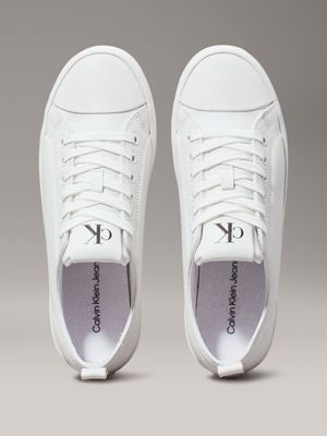 bright white leather lug trainers for women calvin klein jeans