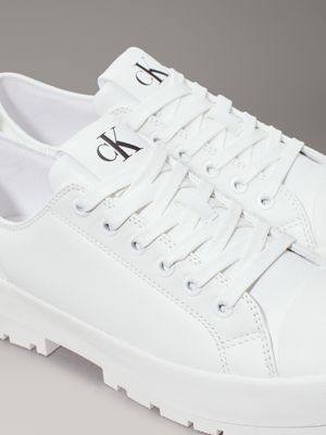 bright white leather lug trainers for women calvin klein jeans