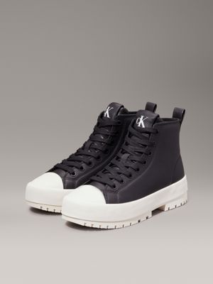 black leather lug high-top trainers for women calvin klein jeans