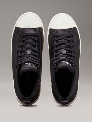 black leather lug high-top trainers for women calvin klein jeans