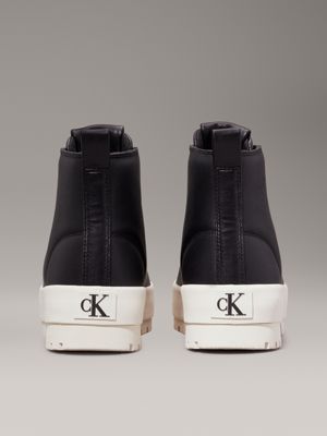 black leather lug high-top trainers for women calvin klein jeans