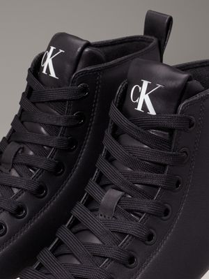 black leather lug high-top trainers for women calvin klein jeans