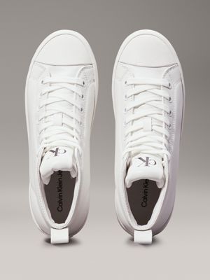 bright white leather lug high-top trainers for women calvin klein jeans