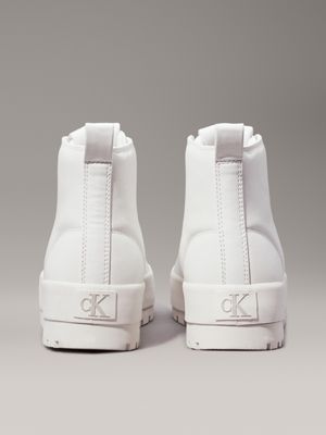 bright white leather lug high-top trainers for women calvin klein jeans