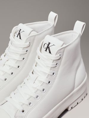 bright white leather lug high-top trainers for women calvin klein jeans