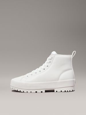 bright white leather lug high-top trainers for women calvin klein jeans