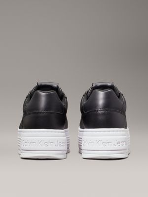 black/bright white leather platform trainers for women calvin klein jeans