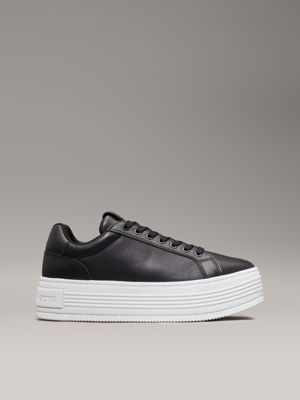 black leather platform trainers for women calvin klein jeans