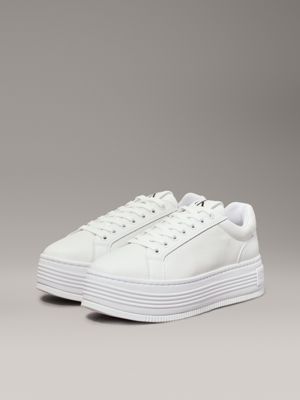 triple bright white leather platform trainers for women calvin klein jeans