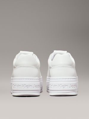 triple bright white leather platform trainers for women calvin klein jeans