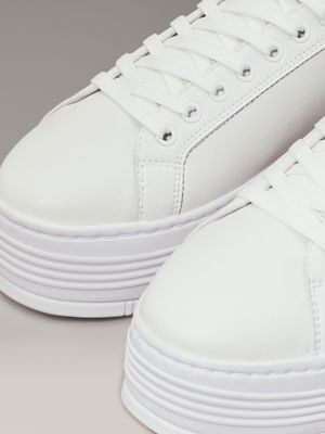 triple bright white leather platform trainers for women calvin klein jeans