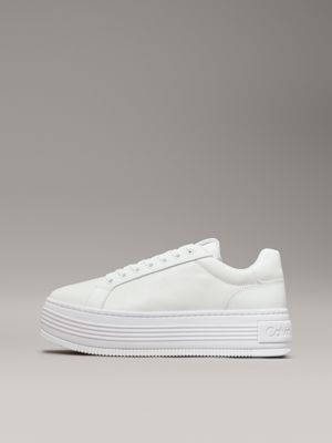 triple bright white leather platform trainers for women calvin klein jeans