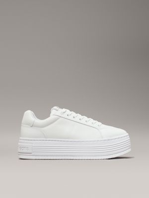 white leather platform trainers for women calvin klein jeans