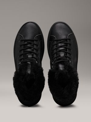 triple black leather warm winter platform trainers for women calvin klein jeans