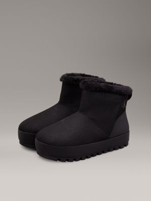 triple black warm winter slippers for women calvin klein jeans