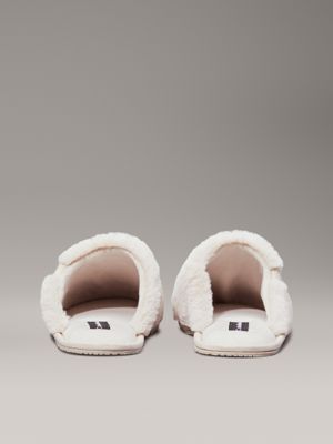 triple eggshell faux fur winter slippers for women calvin klein jeans