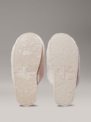 triple eggshell faux fur winter slippers for women calvin klein jeans