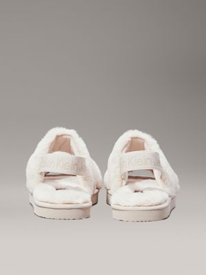 triple eggshell faux fur slippers for women calvin klein jeans