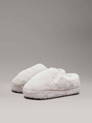 triple eggshell faux fur slippers for women calvin klein jeans