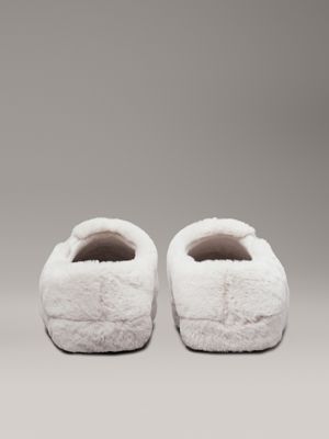 triple eggshell faux fur slippers for women calvin klein jeans