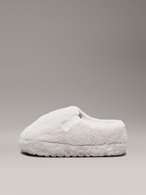 triple eggshell faux fur slippers for women calvin klein jeans