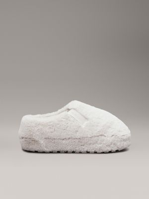 beige faux fur slippers for women calvin klein jeans