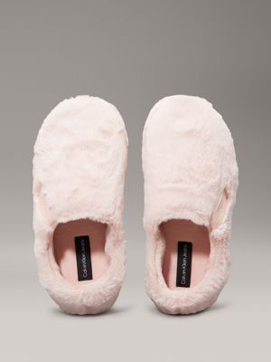 peach whip faux fur slippers for women calvin klein jeans