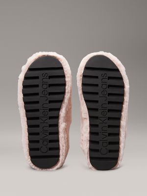 peach whip faux fur slippers for women calvin klein jeans