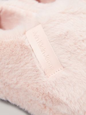 peach whip faux fur slippers for women calvin klein jeans