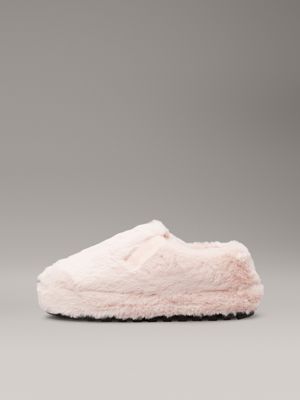 peach whip faux fur slippers for women calvin klein jeans